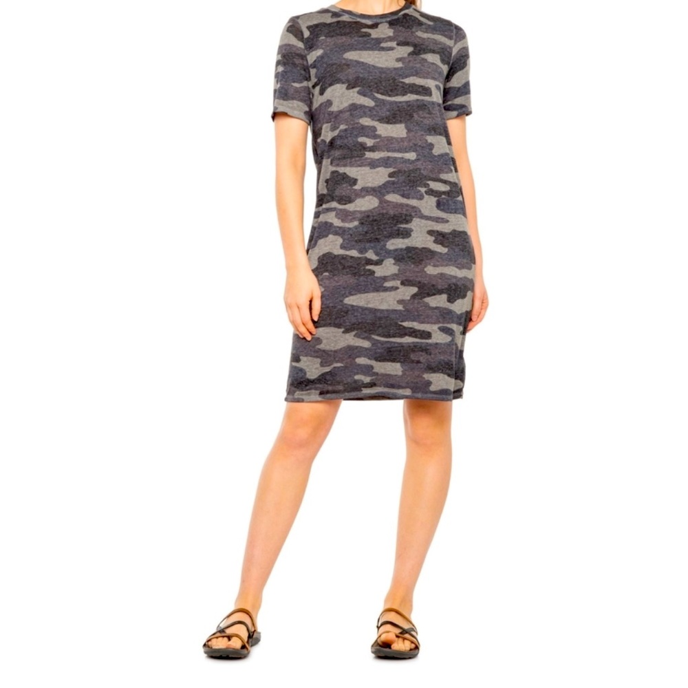 Lucky Brand Camouflage T-Shirt Dress Size S/P Black/Gray